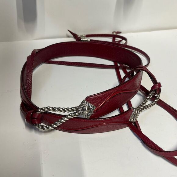 Brighton Double Lasso Tie Belt in Dark Red L NWOT - Picture 3 of 12